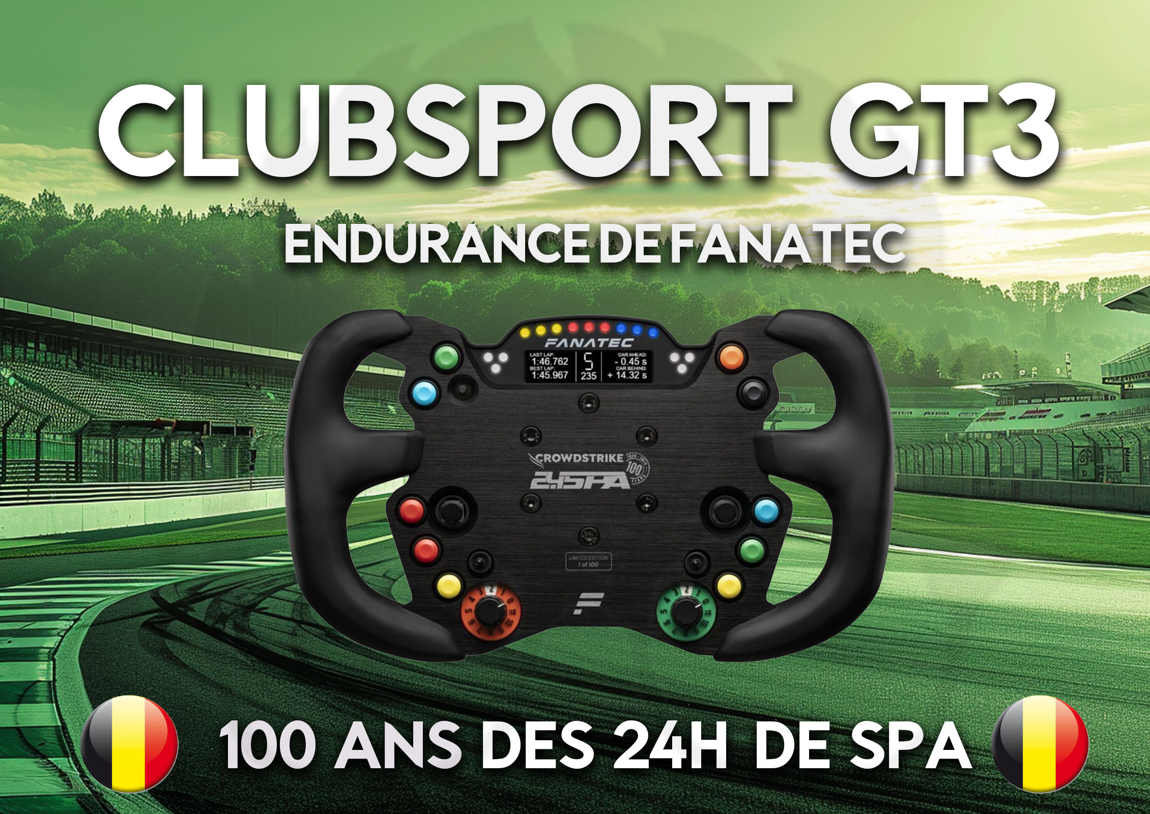 La roue clubsport GT3 de Fanatec dévoilée pour le centenaire des 24H de SPA