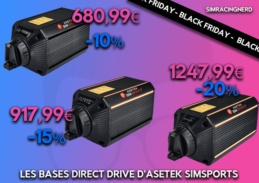 LEs bases direct drive D'asetek Simsport en promotion pour le black friday